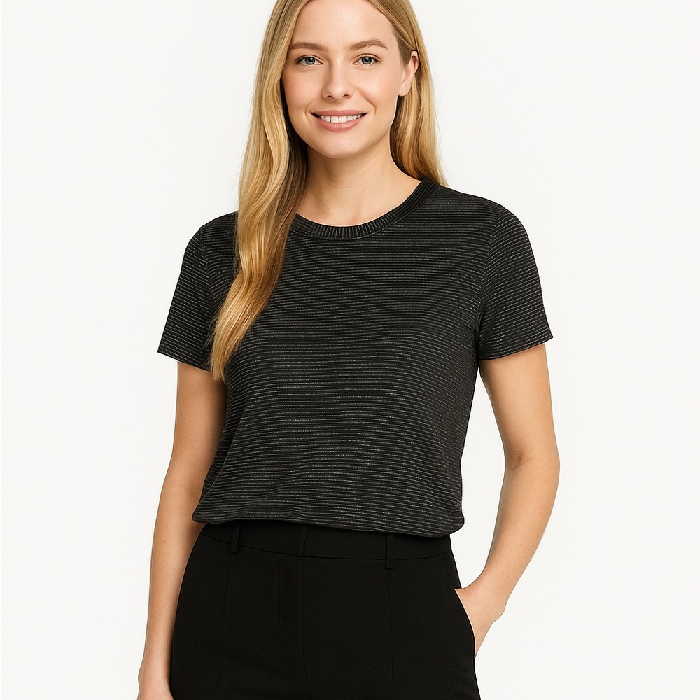 rag & bone | Metallic Stripe Short Sleeve Tee medium